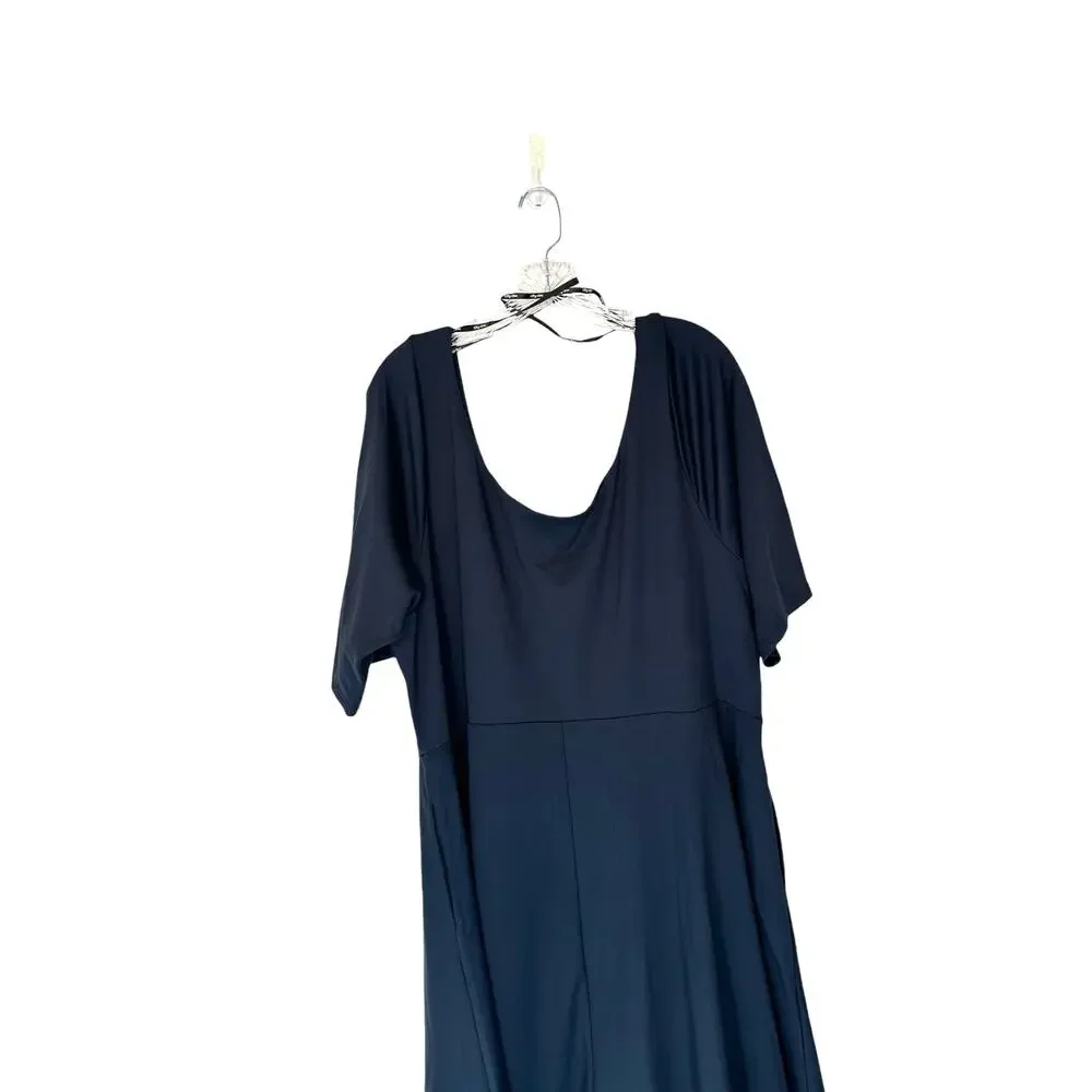 City Chic Navy Dressy Chic Night Out Cute Girl Elbow Sleeve A-Line Dress Size XL